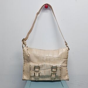 Michael Rome Orange and Cream Shoulder Bag with Adjustable Strap